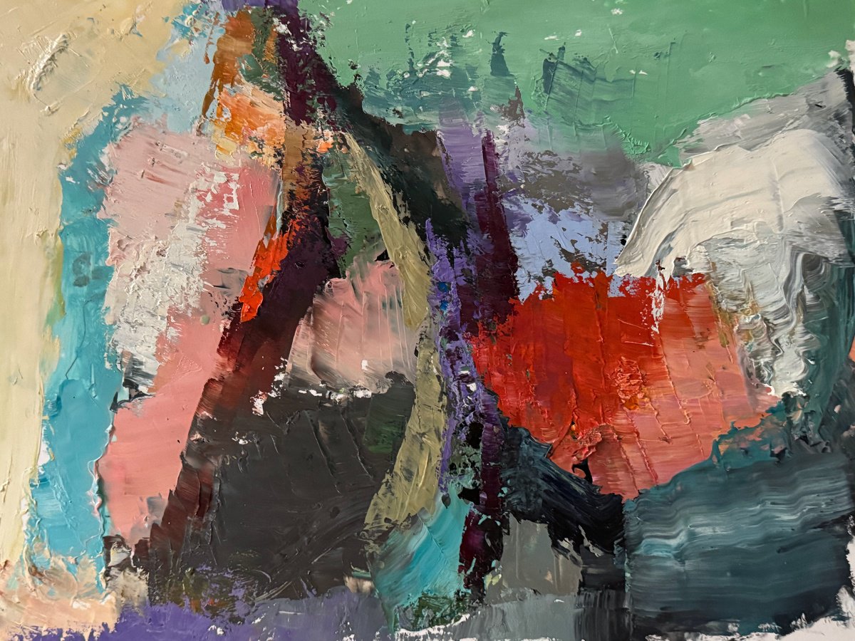 Organic Abstract Oil Painting By Lola Jovan, 14 X 11", Bouncey-Castle Sequence, Original Artwork