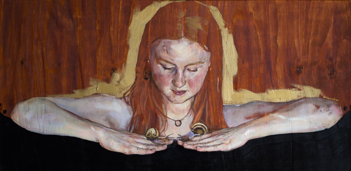 Photorealistic Portrait Oil Painting By Oleksii Gnievyshev, 43 X 26", Between, Original Artwork