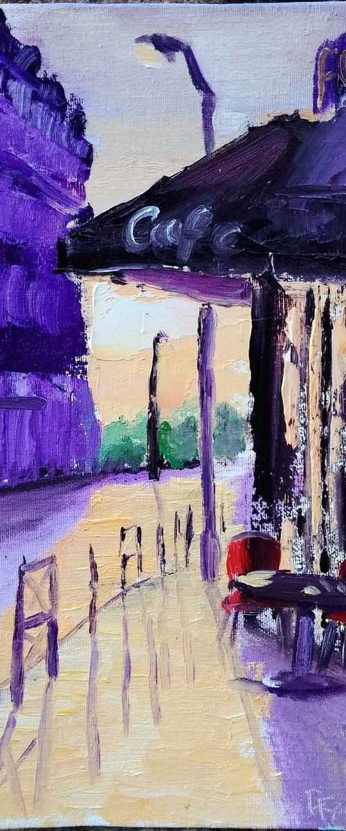 Sunrise in Paris. Street cafe by Dmitry Fedorov