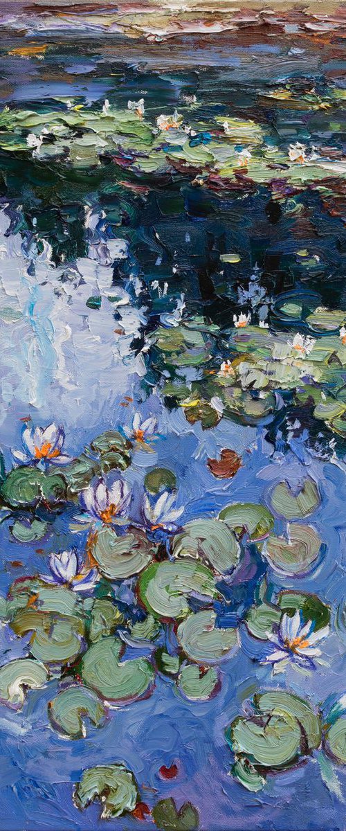 Water lilies Original Oil painting 60 x 80 cm by Anastasiia Valiulina