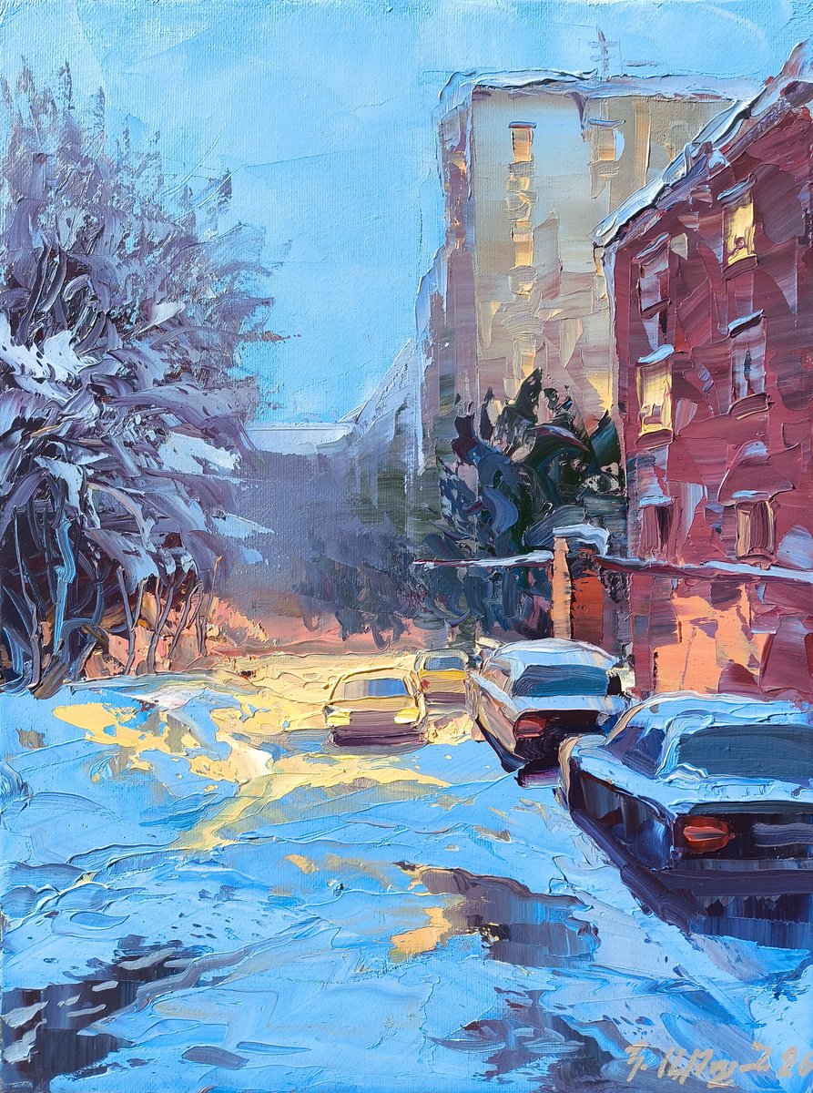 Warm Windows, Cold Street By Kamo Atoyan, 12 X 16, Artwork For Sale On Artfinder