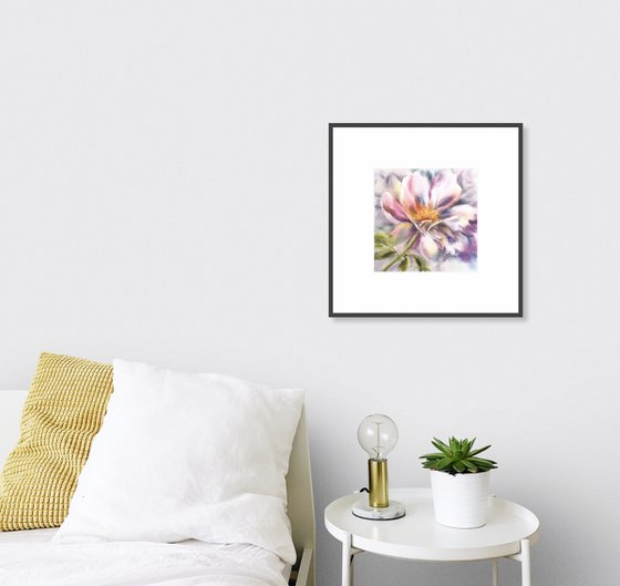 Peony flower watercolor painting
