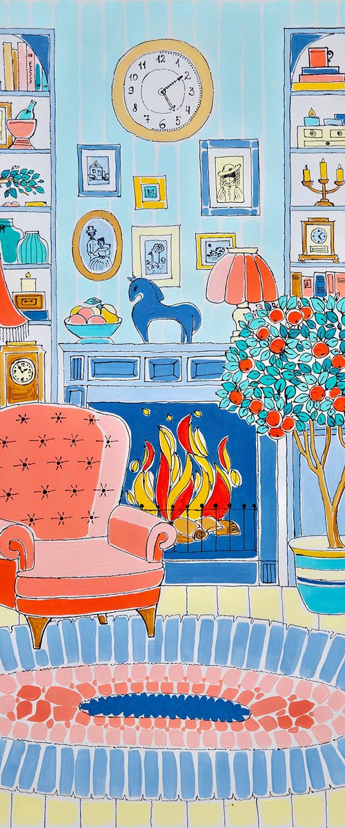 Colorful Mid-Century Living Room by Yanina Tuyman