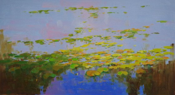 Waterlilies, Large Original oil Painting, Impressionism, Handmade artwork, One of a Kind