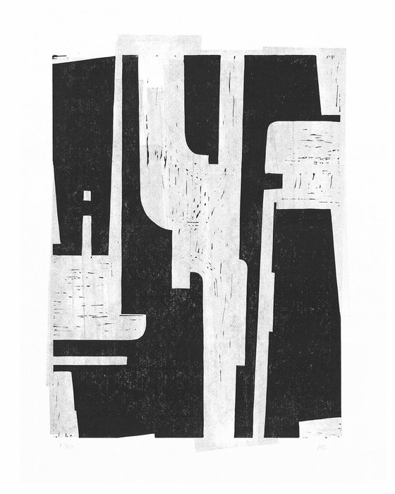 Abstract shapes of Venice ⋅ Original linocut print