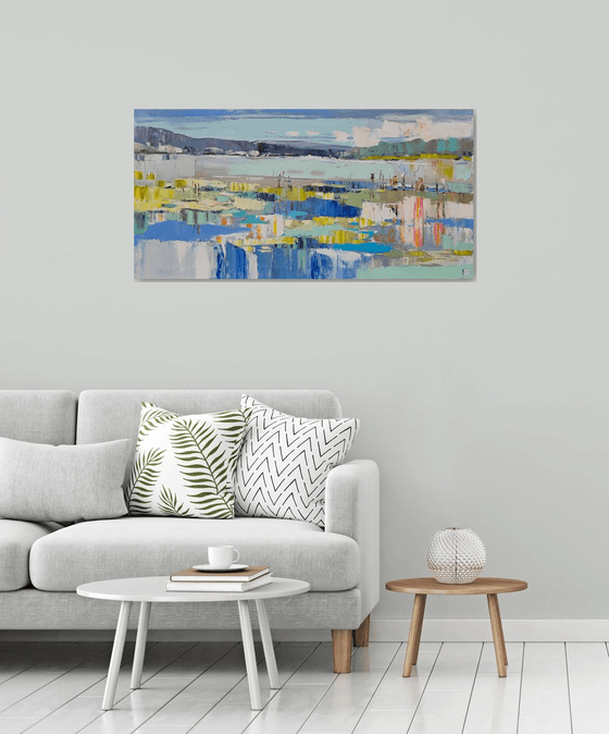 Summer lake.Water lilies.