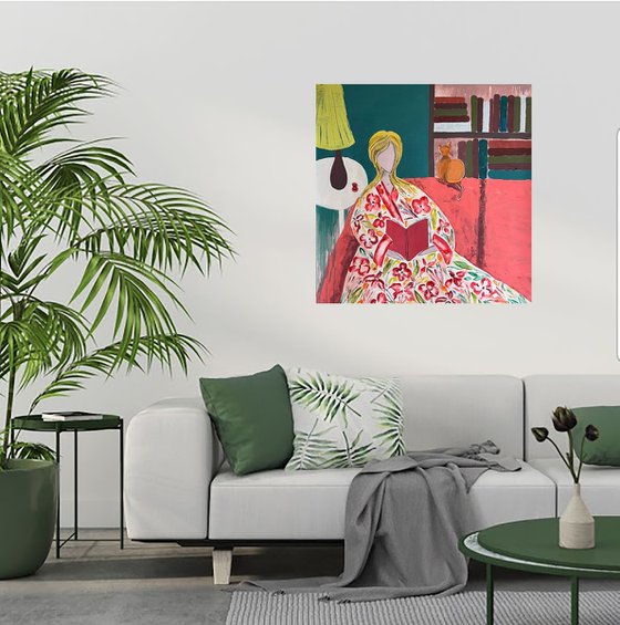 Woman Cat Original Painting