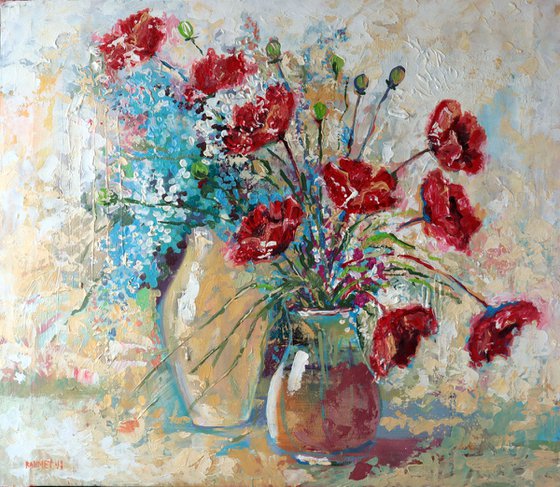 Poppies and Two Jugs.