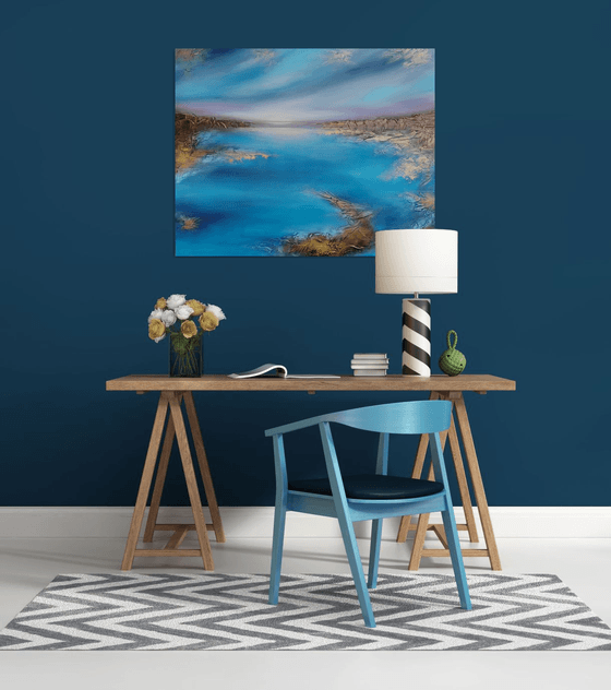 A XL large beautiful modern semi-abstract  seascape painting "Illusion"