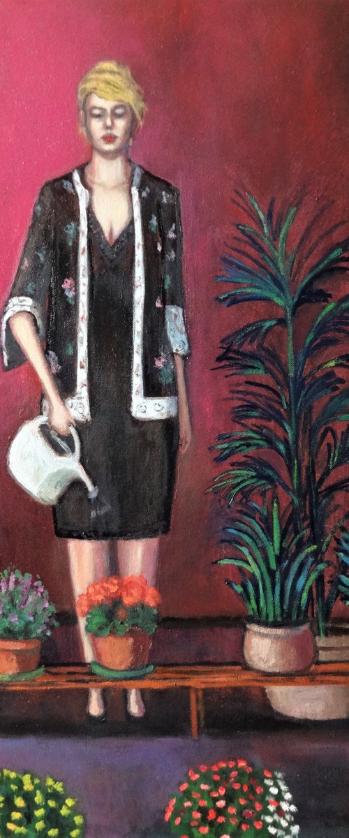 Woman with plants and flowers by Massimiliano Ligabue