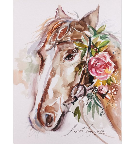 Horse Art, boho painting