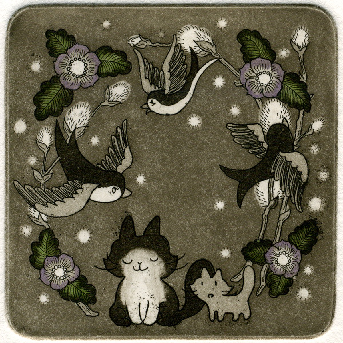 Illustrative Animal Etchings & Engravings By Saeko, 5 X 5", Life Is So Much More, Original Artwork