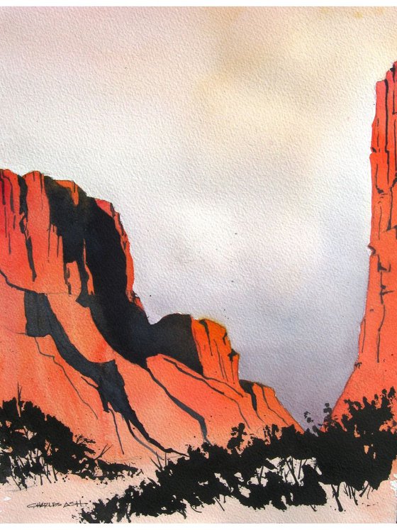 Diablo Canyon Sunrise - Original Watercolor and Ink Painting