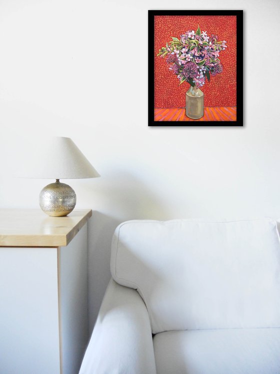 Flowers with a Red Background