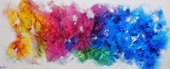 Inked Colour Pop 240cm x 100cm Colourfull Textured Abstract Art