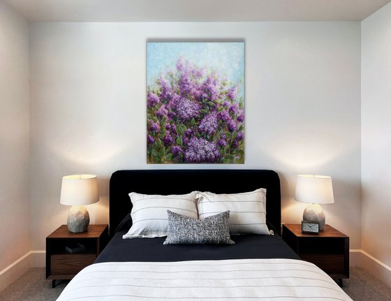 Big size Impressionist oil painting THE SCENT OF LILAC