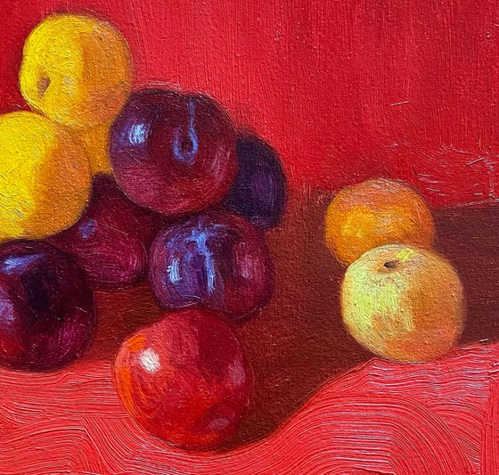 Still life with plums