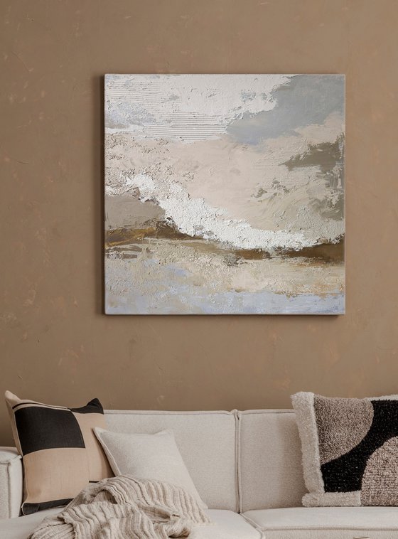 "Vella 2" Blue gray abstract textured art