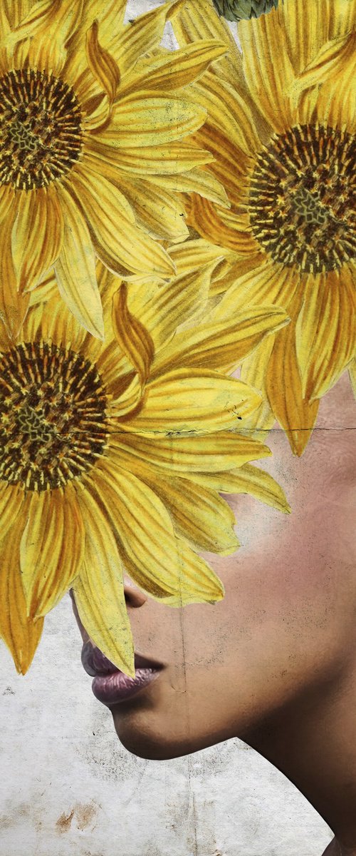 Face art collection "Fedbergsun" Sunflowers - Vol 55. Art portrait on canvas by Elmira Namazova