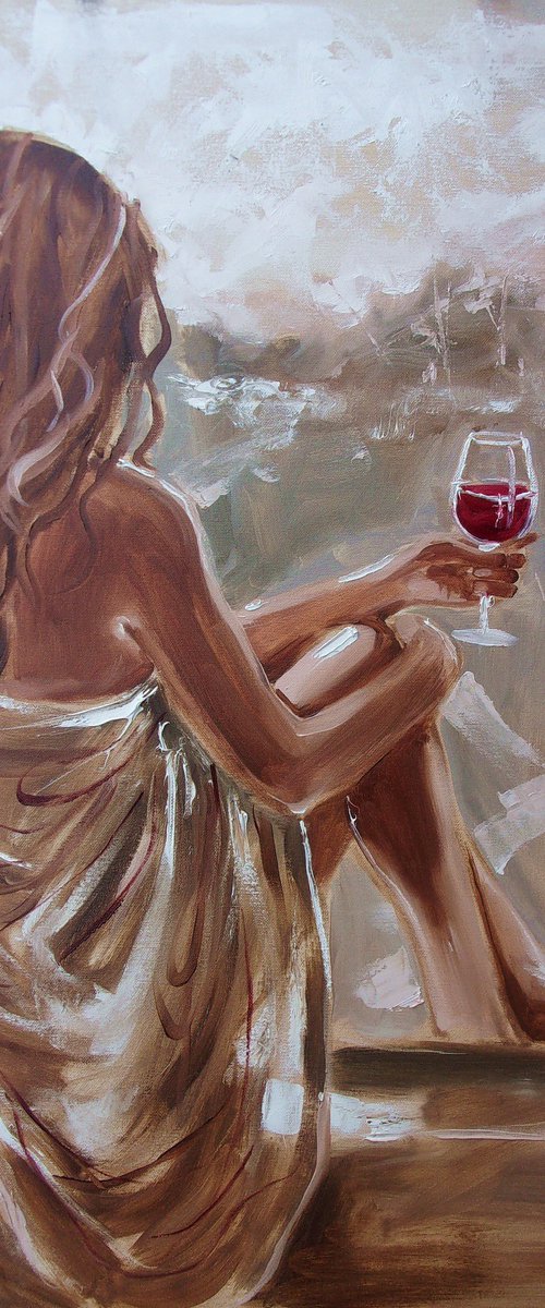 " MY VIEW WITH RED WINE " by Monika Luniak