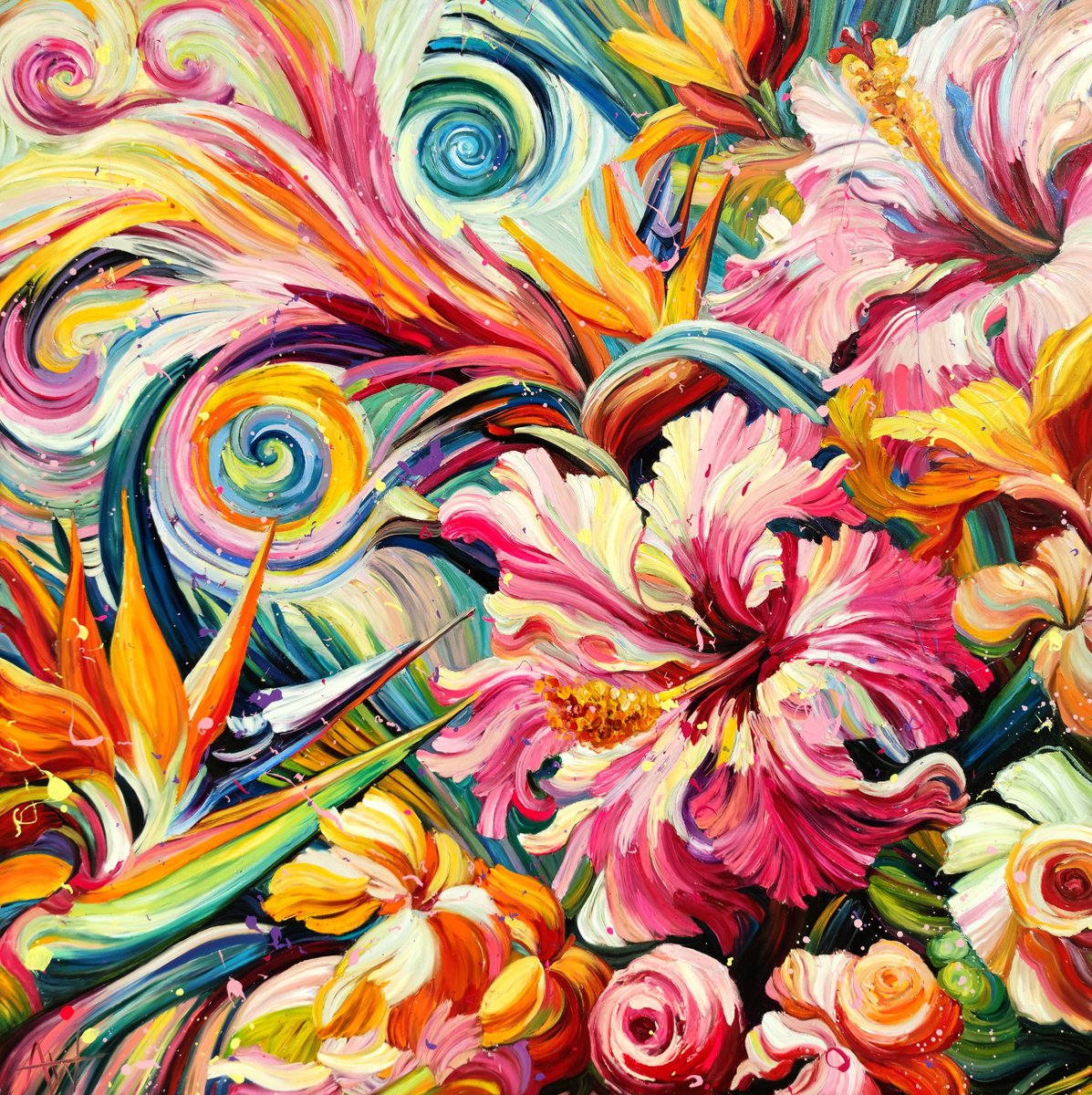 Sweet Havana Abstract Floral By Angie Wright, 47 X 47, Artwork For Sale On Artfinder