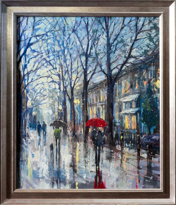 'London At Dusk' Oil Painting on Canvas Framed Ready to Hang