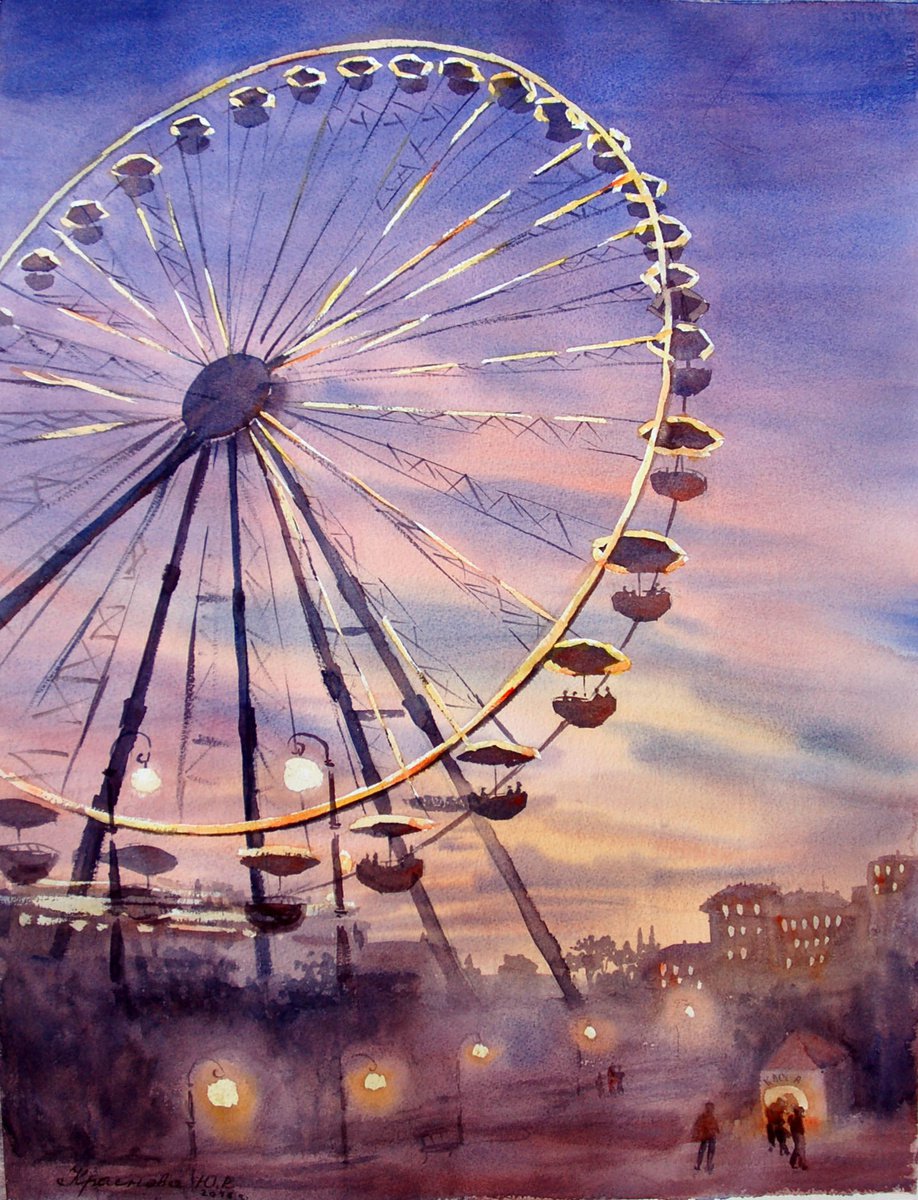 Photorealistic Landscape Watercolour By Yulia Krasnov, 17 X 24", Above The Clouds, Original Artwork