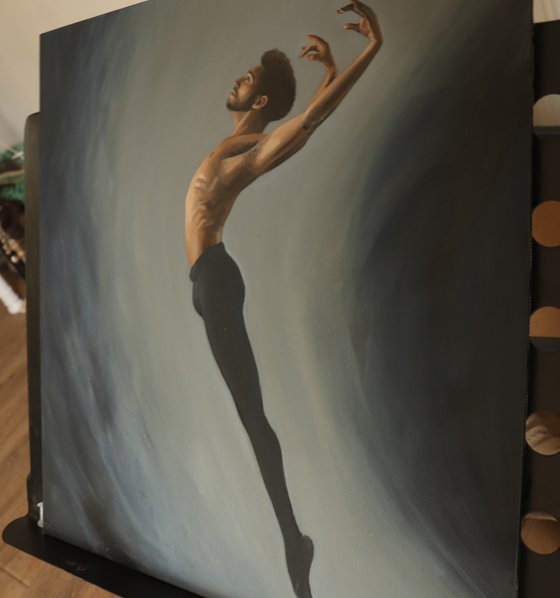 Beauty in the Fall, Portrait of a Dancer, Ballet, Male Dancer, Young Dancer Painting