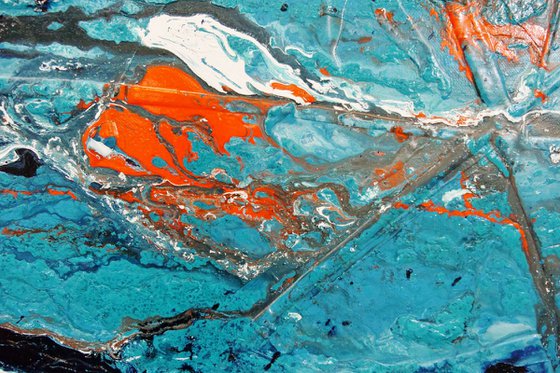 Wild Aquatica 190cm x 100cm Blue Orange Abstract Art