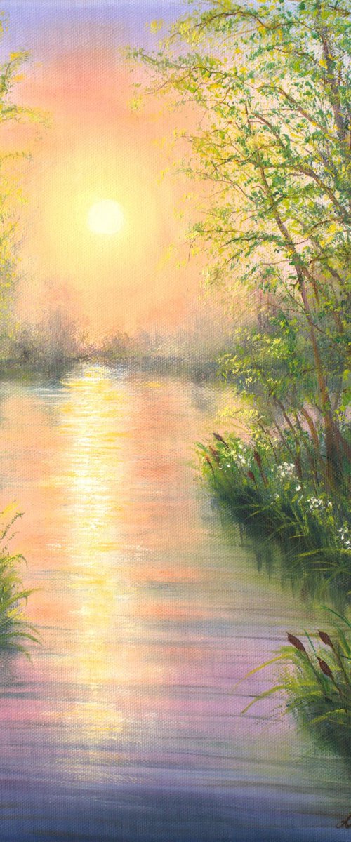 Sunset at the river by Ludmilla Ukrow