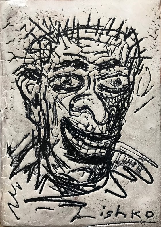 Portrait  (Hot enamel on copper)