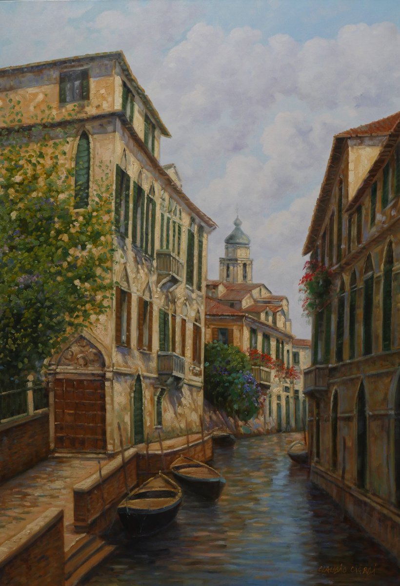 Impressionistic Cityscapes Oil Painting By Claudio Ciardi, 28 X 39, Venice, Original Artwork