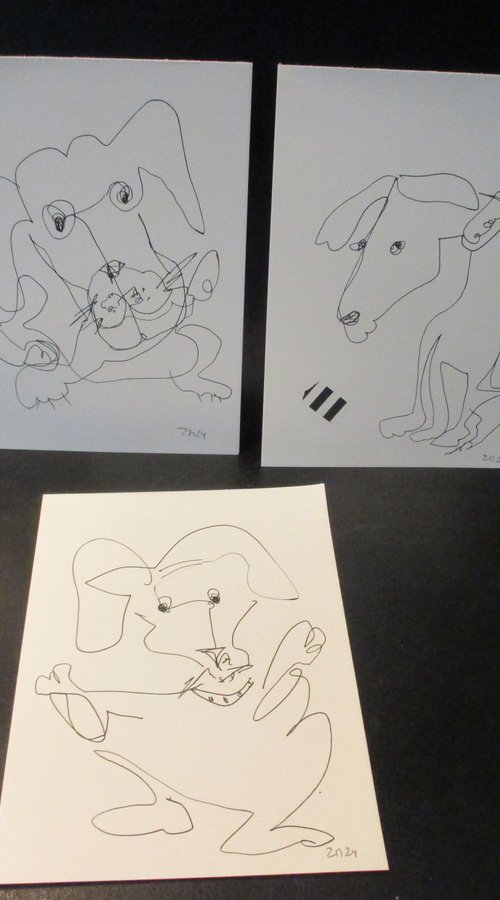 3 crazy dogs 8,2 x 5,9 by Sonja Zeltner-Müller