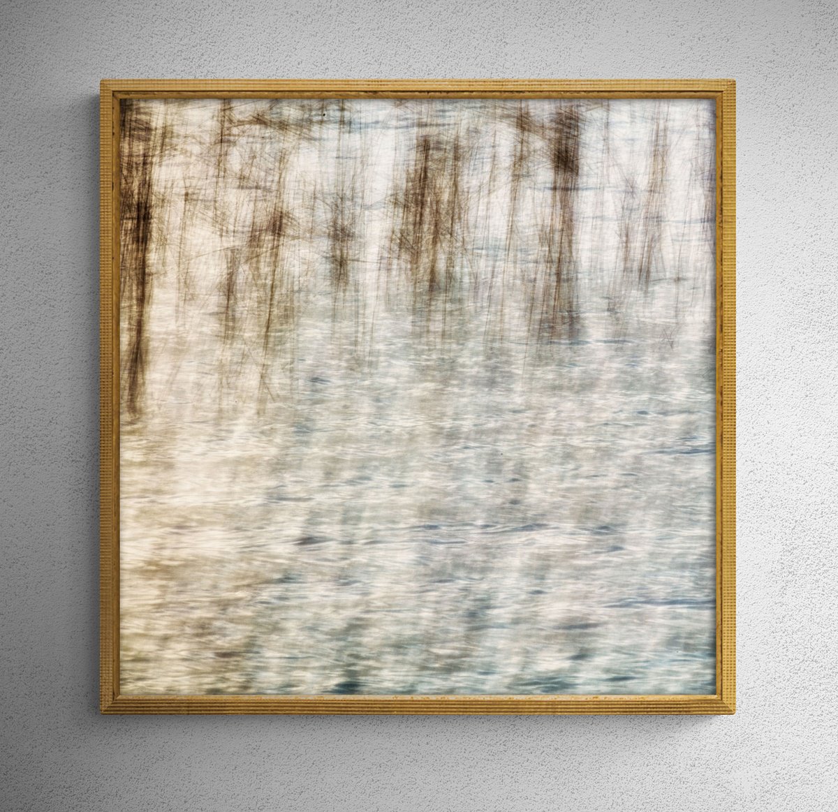 Impressionistic Landscape Photograph By Karim Carella, 35 X 35", Reeds On The Lake, Original Artwork