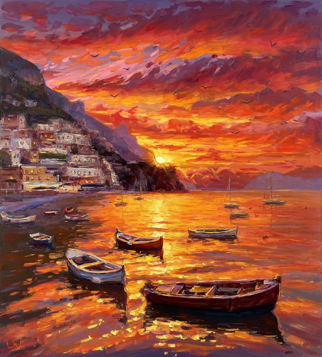 Evening Magic Of Amalfi By Evgeny Chernyakovsky, 31 X 35, Artwork For Sale On Artfinder
