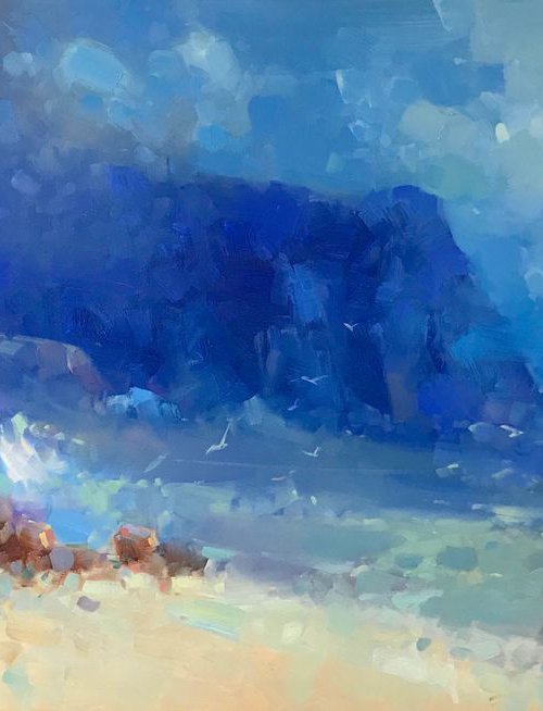 Seashore, Original oil painting, Handmade artwork, One of a kind by Vahe Yeremyan