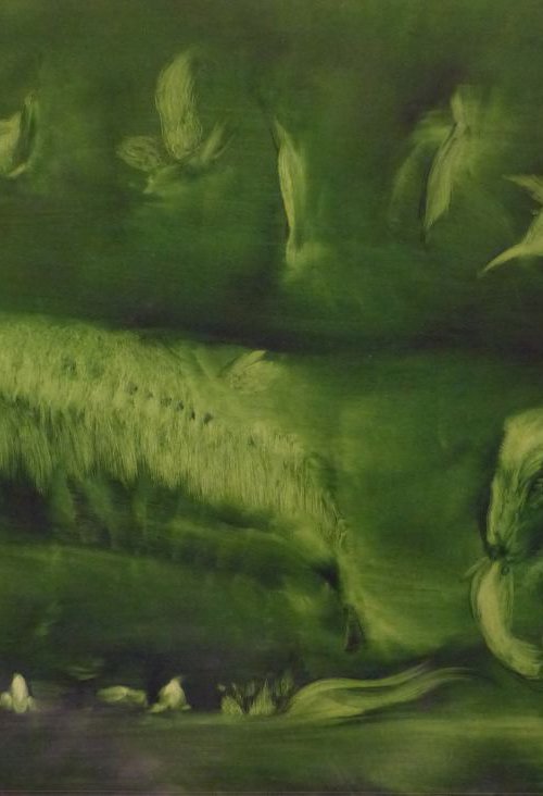 The Green Landscape XXL, oil on canvas 130x81 cm by Frederic Belaubre