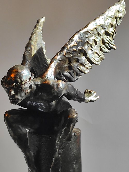 "Urban Angel I" Bronze sculpture 44x30x20cm. by Elena Kraft