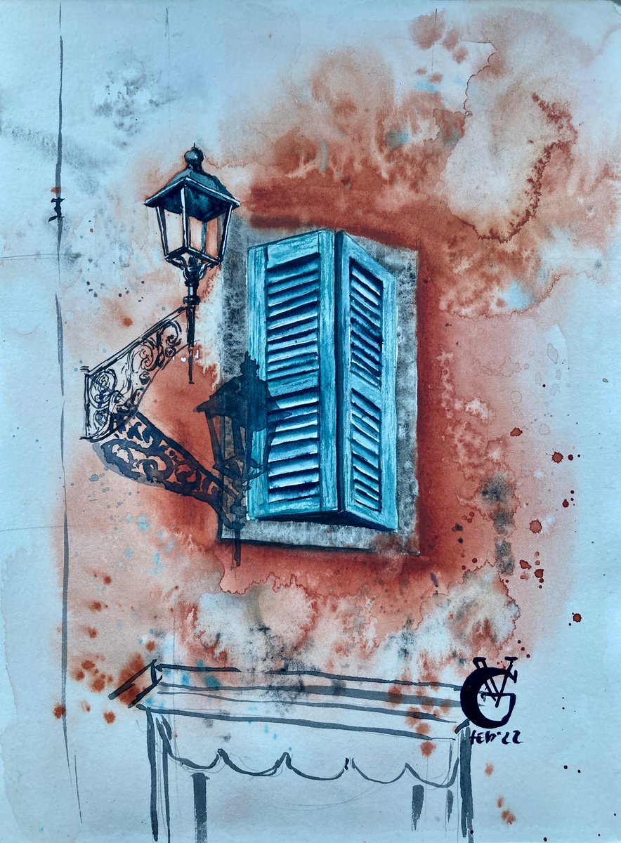 Impressionistic Cityscapes Watercolour By Valeria Golovenkina, 9 X 13", Bergamo Sketch, Original Artwork