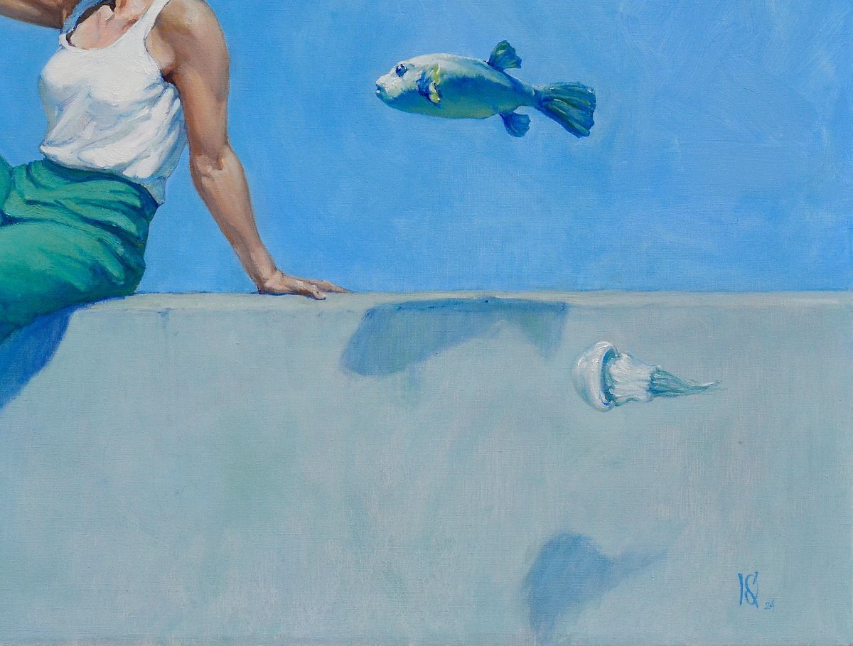 Urban And Pop Portrait Giclee Print By Oleg Kateryniuk, 28 X 20", Eat Fugu Fish", Original Artwork