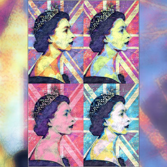 Queen Elizabeth II Inspired Andy Warhol - Pop Art Modern Poster 1 Stylised Art