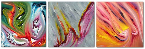 Moods - Full Series  - Triptych n° 3 Paintings, Original abstract, oil on canvas