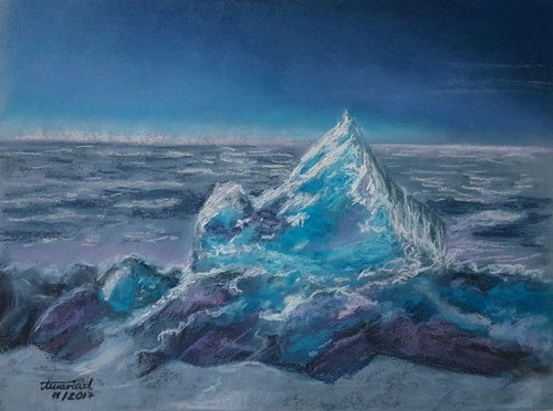 Cold Beeauty - Original Pastel Painting by Monika Wisniewska Amaviael