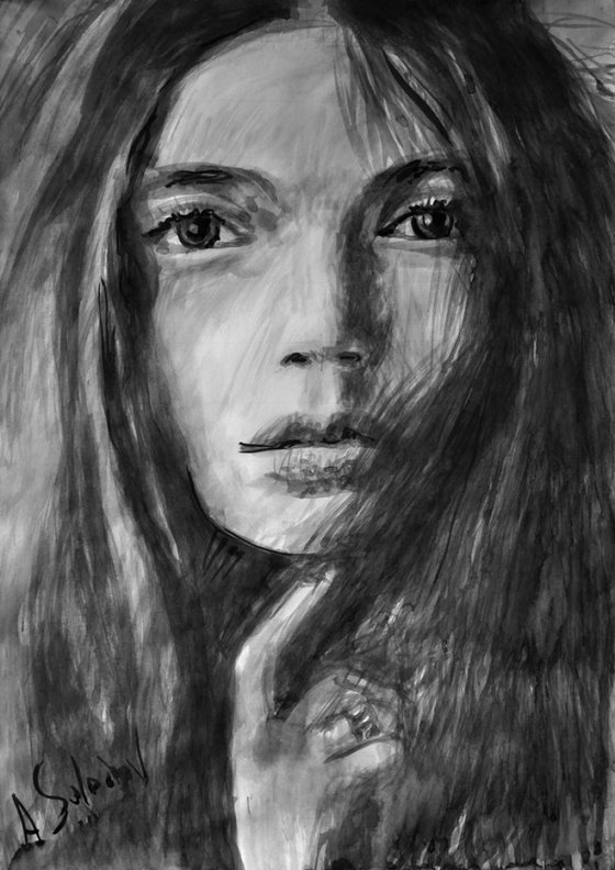 Silence. Portrait of a young Woman.