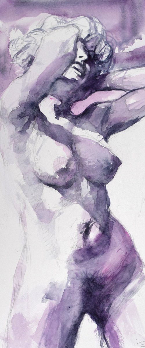 Nude in sunshine by Goran Žigolić Watercolors