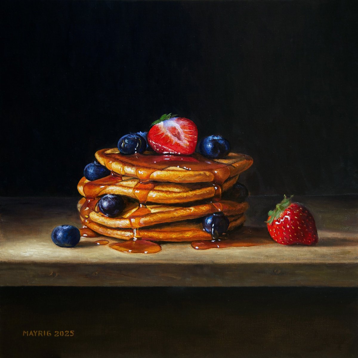 Photorealistic Still Life Oil Painting By Mayrig Simonjan, 20 X 20", Pancake Delight, Original Artwork