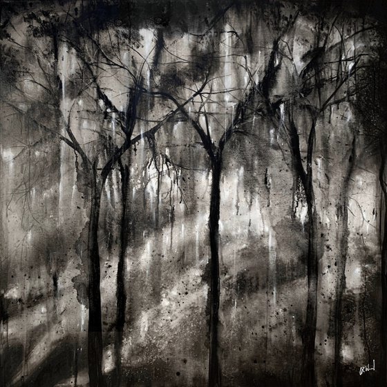Black Abstract Forest XL Large