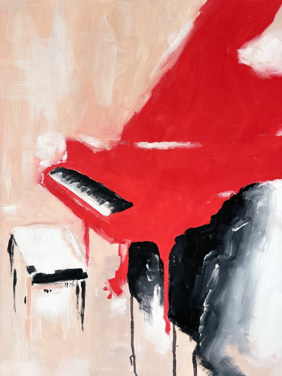 A Red Grand Piano