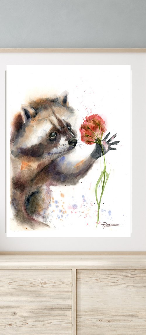 Raccoon and flower by Olga Tchefranov (Shefranov)