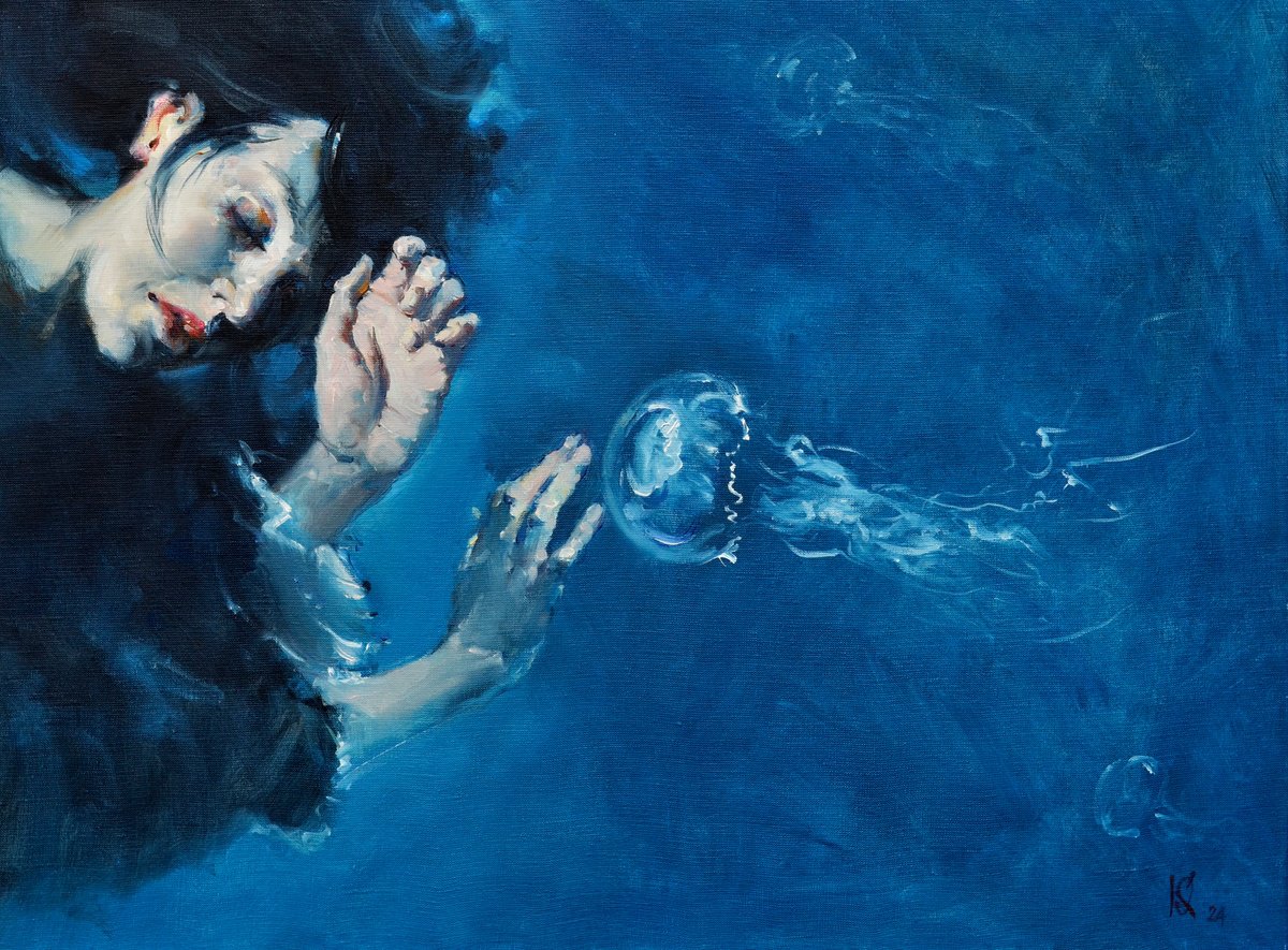 Urban And Pop Oil Painting , Underwater Touch By Oleg Kateryniuk, 31 X 24, Artwork For Sale On Artfinder